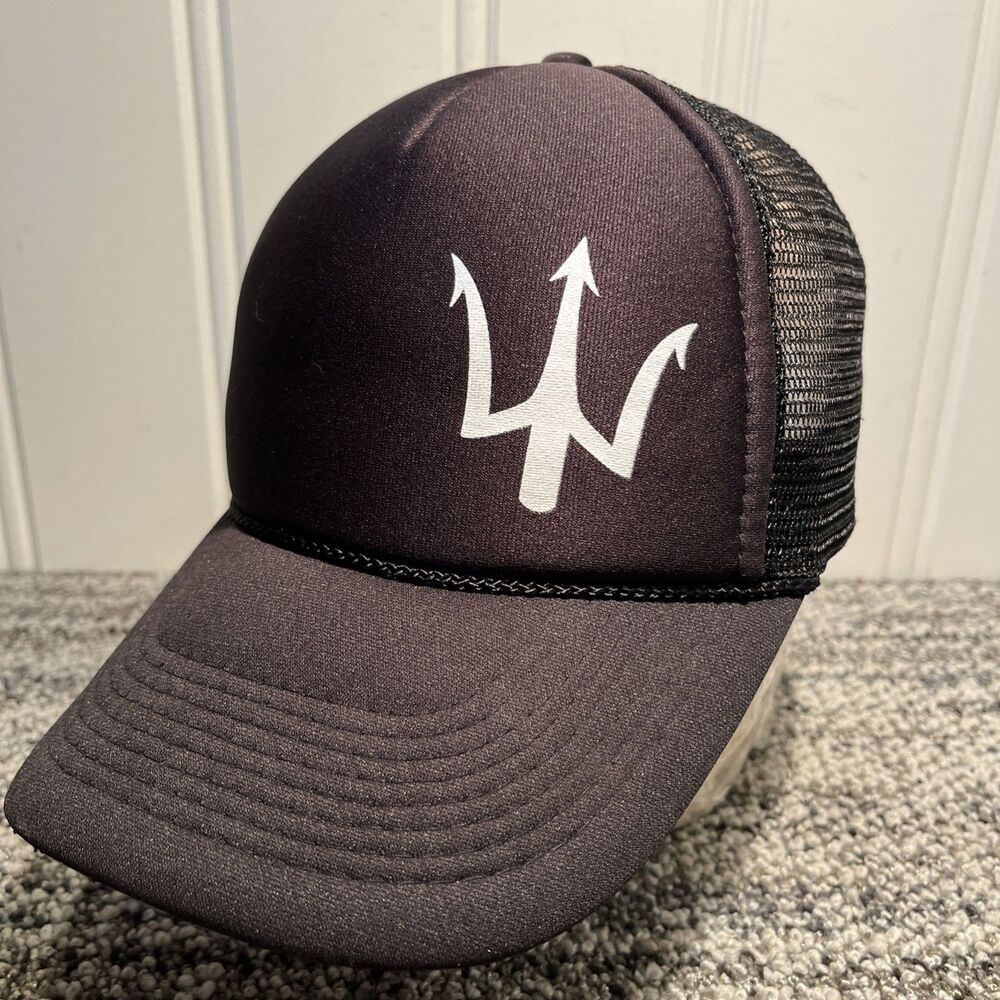 VTG Trident Trucker Hat Cap SnapBack Otto Black Foam Mesh Great Condition - Picture 1 of 9